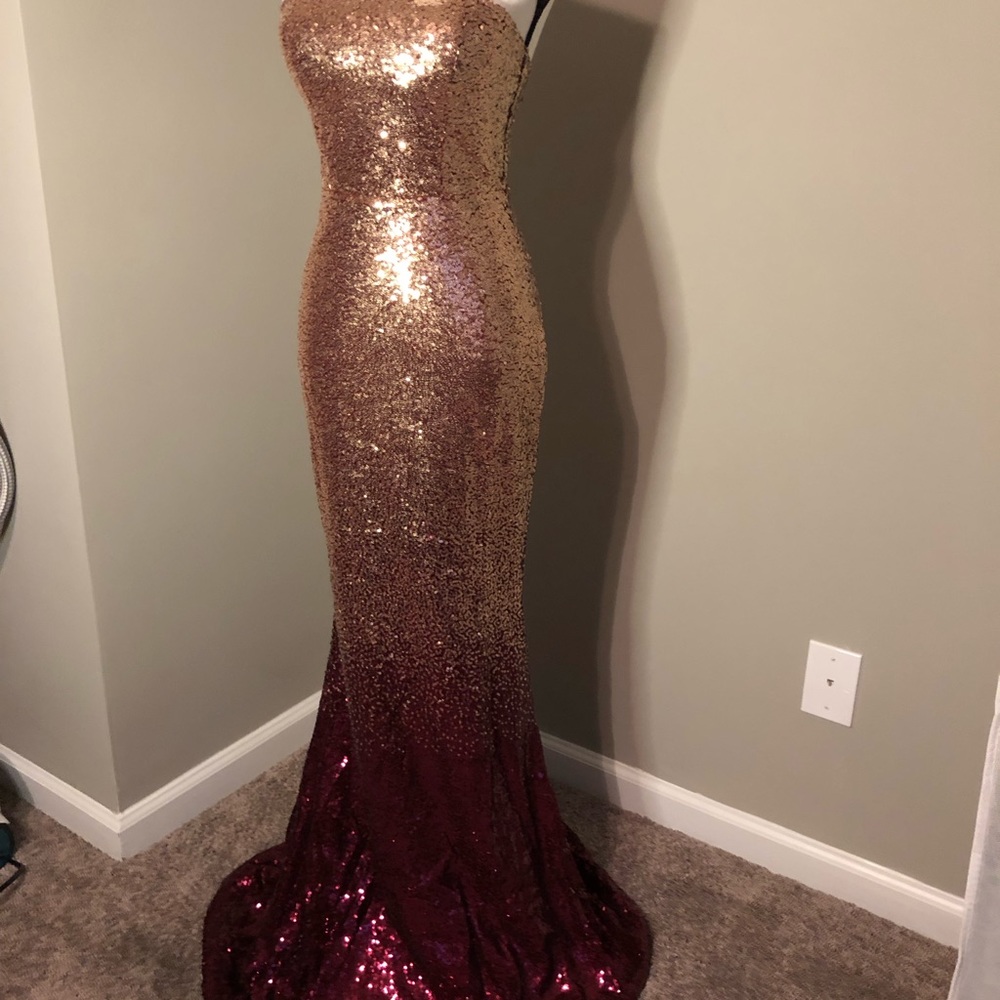 Strapless Ombre Sequin Mermaid Gown